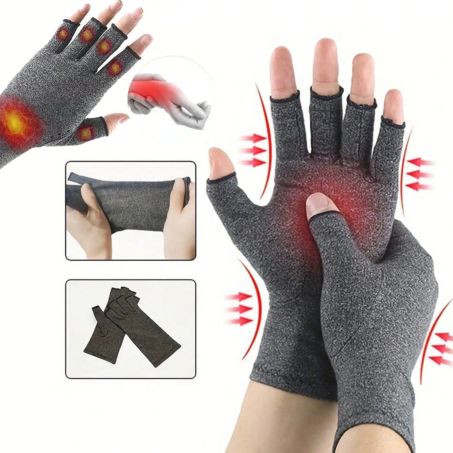 2 pairs of compression gloves for full finger arthritis, suitable for arthritis, daily office work, flexible movement, wrist and