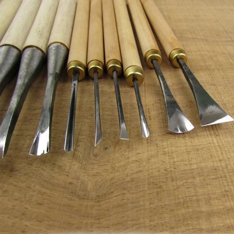 10-teiliges Holzschnitzerei-Meißel-Set, Handwerkzeuge für Wurzelschnitzerei & Holzskulptur, Grobformung & Feinbearbeitungswerkzeuge – Detail 2