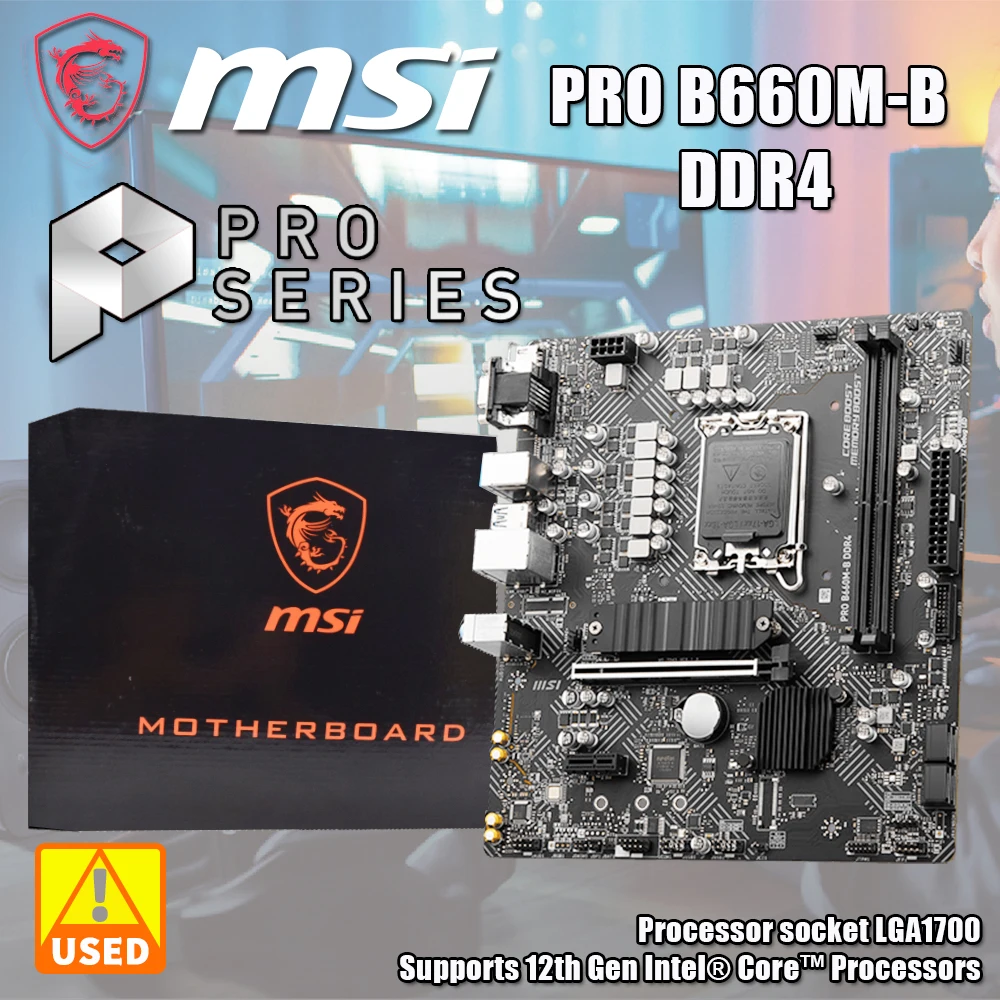 

MSI PRO B660M-B DDR4 Motherboard Supports 12th Gen Intel Core Processors Pentium Gold and Celeron Processors LGA1700 Motherboard