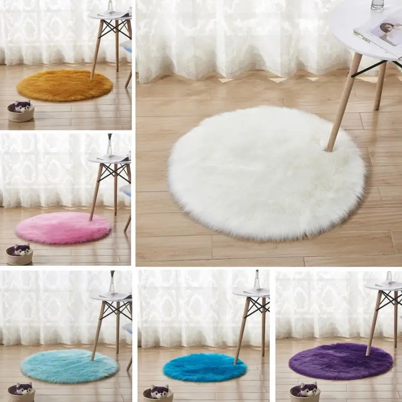 Carpet Soft Machine Floor Small Rugs Mat Warm Artificial Sheepskin Rug Chair Cover Fluffy Round Rug Carpet Circles