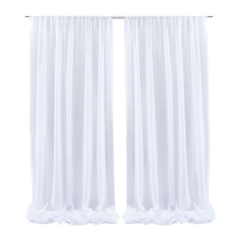 2PCS 160x300cm Chiffon Backdrop Curtain for Wedding Party Decor Slight Glimmer Sheer Baby Shower Photography Backgrounds image 6