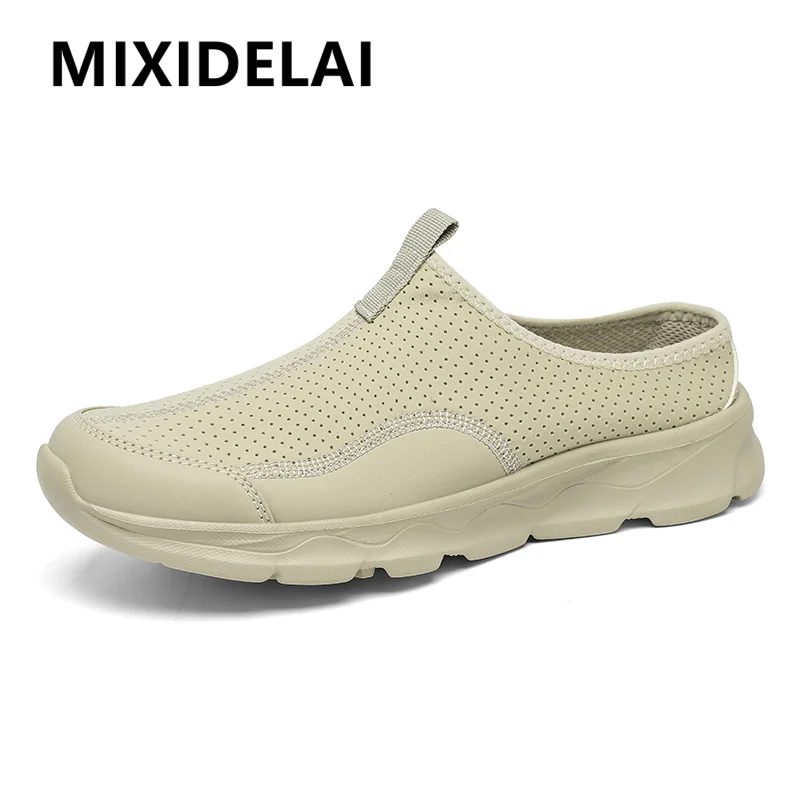 

Легкие мужские полутапочки, дышащая мужская обувь, модная повседневная обувь, Нескользящие мужские слипоны на плоской подошве, уличные кроссовки большого размера