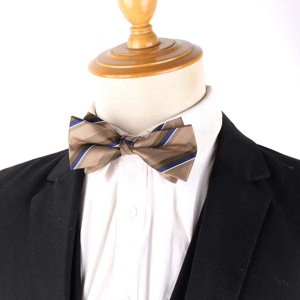 NEW Wedding Bow tie Brown Color Bow tie For Men Women Bow knot Adult Men\'s Bow Ties Cravats Party Striped Bowties For Gifts