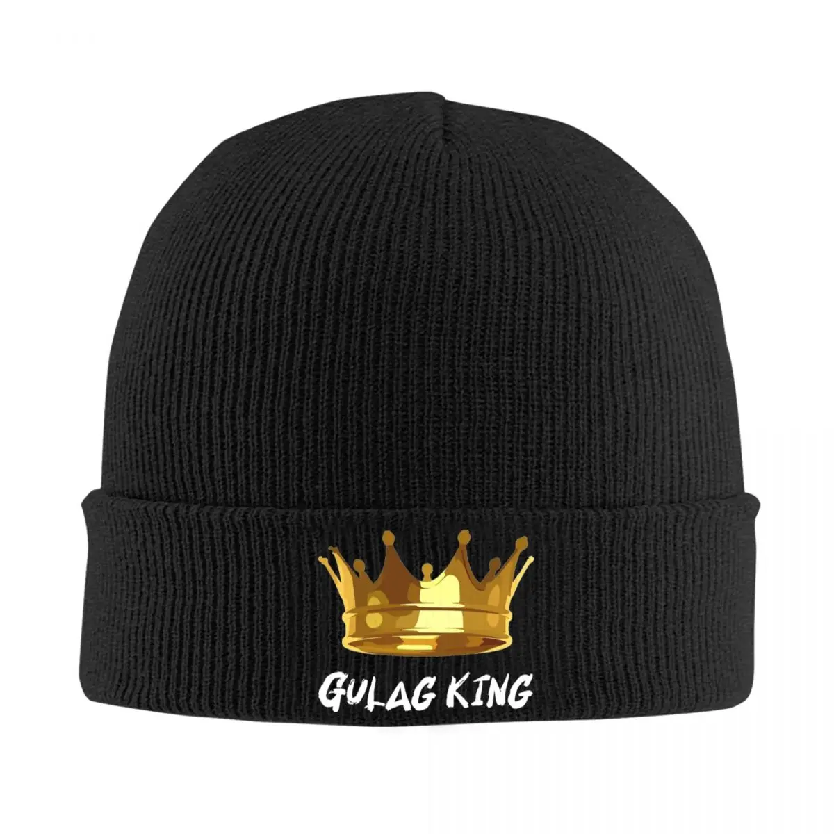 Gold Warzone Gulag King Crown Bonnet Hats Game Beanie Hats Pattern Knit Hat Spring Trendy Female Male Gym Warm Cap