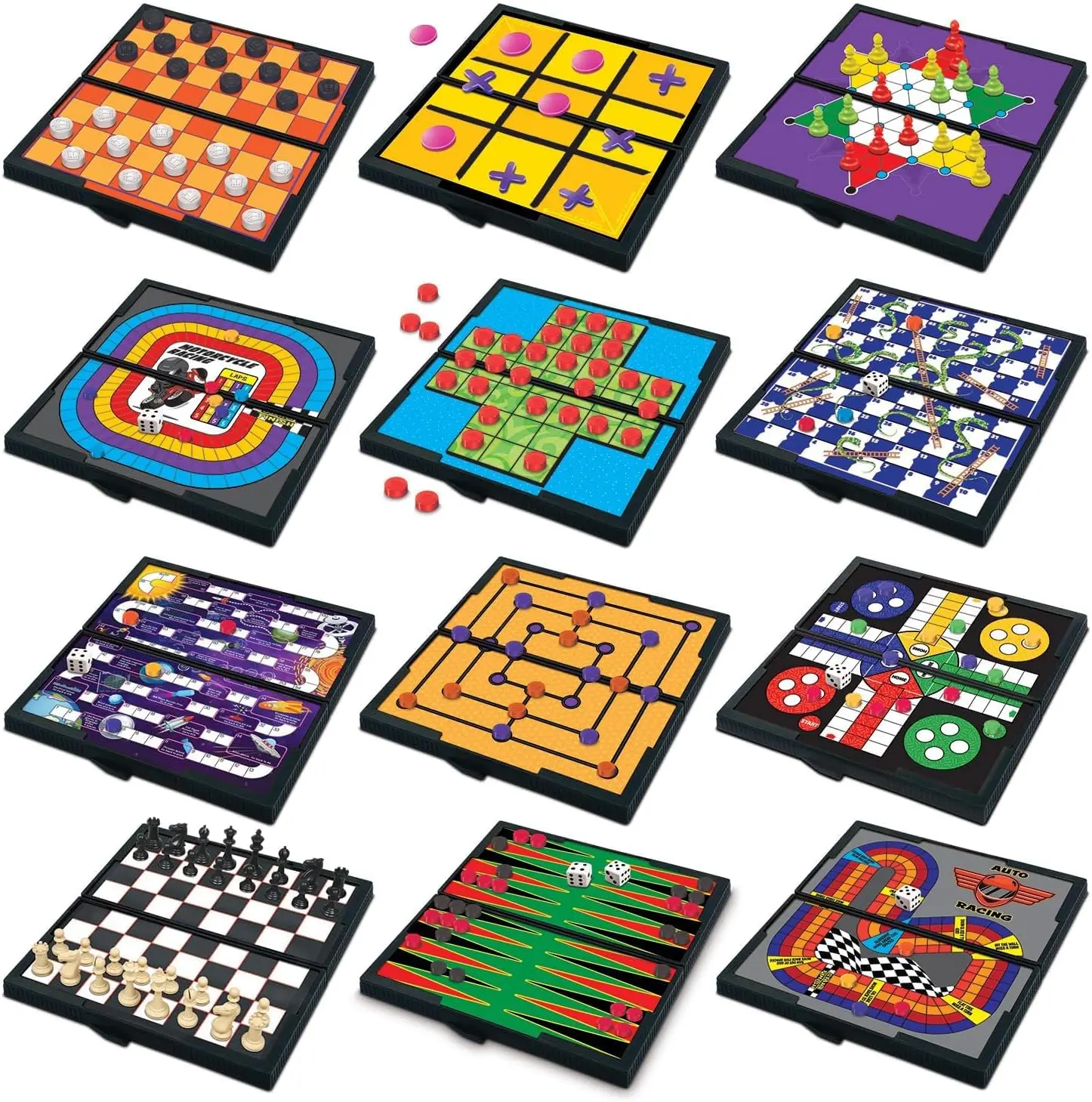 

Magnetic Travel Games for Kids, 12 Retro Fun Games, 5' Compact, Individually Boxed, Perfect for Road Trips, Airplane, Camping –