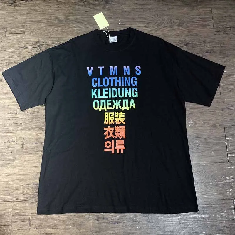 2025 VT diferentes idiomas de ropa impresas mujeres hombres camisetas camisetas ropa de calle de gran tamaño hombres Casual camisetas camisetas de algodón