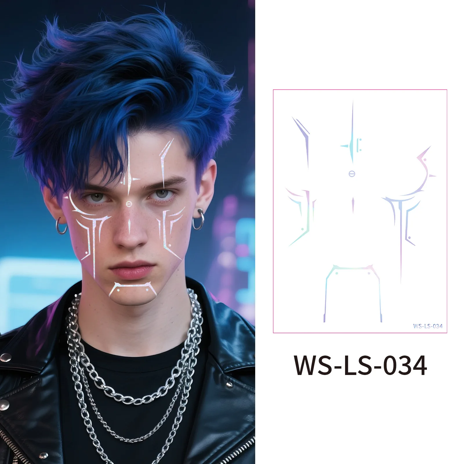 Laser tatuagem temporária adesivos anime cosplay palco desempenho maquiagem à prova dwaterproof água adesivo facial decorações de festa de halloween