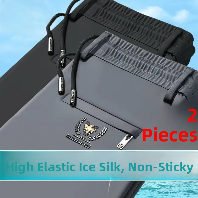 

Летние мужские спортивные брюки из ледяного шелка, свободные, прямого кроя, тонкие, повседневные, широкие, струящиеся, с высокой эластичностью, молодежные, в стиле кэжуал