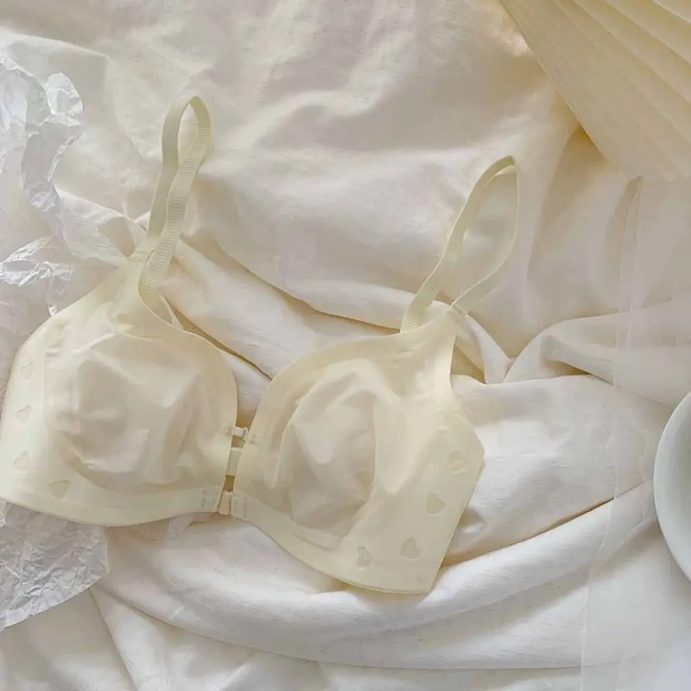 Soutien-gorge respirant sans fil avec bouton avant, décolleté en V profond, maille de soie glacée, sous-vêtements fins sans couture pour femmes, Lingerie Anti-affaissement, Push Up pour filles