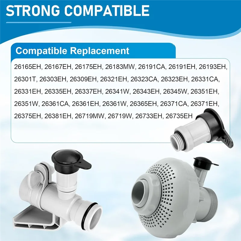 

ABVA-12363 12373 Воздушный струйный клапан и крышка воздушного струйного клапана, подходит для входа надземного бассейна Intex, совместимая с 26165EH, 26167EH