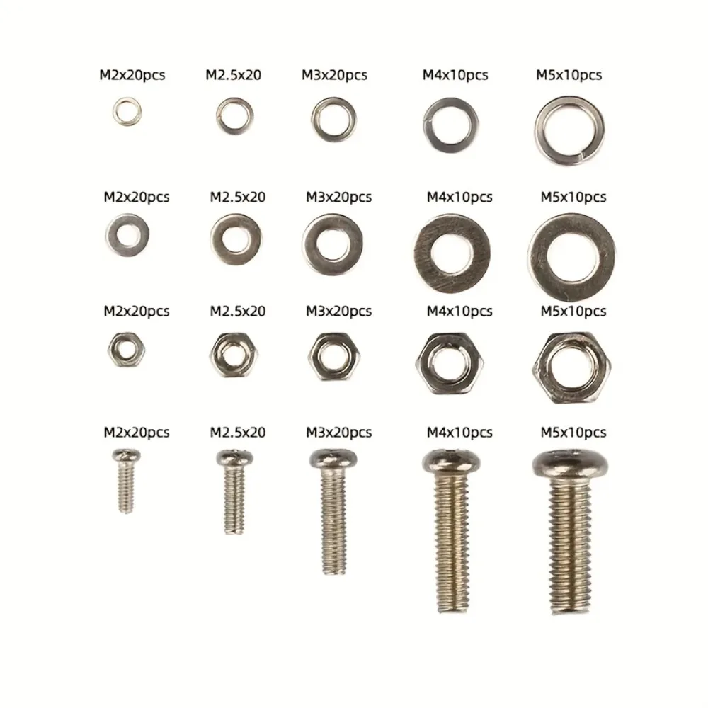 120/320 Piece Stainless Steel Screws and Nuts Set, Snap-in Nuts, M2 to M5 - Ideal for DIY, Repair, and Industrial Applications