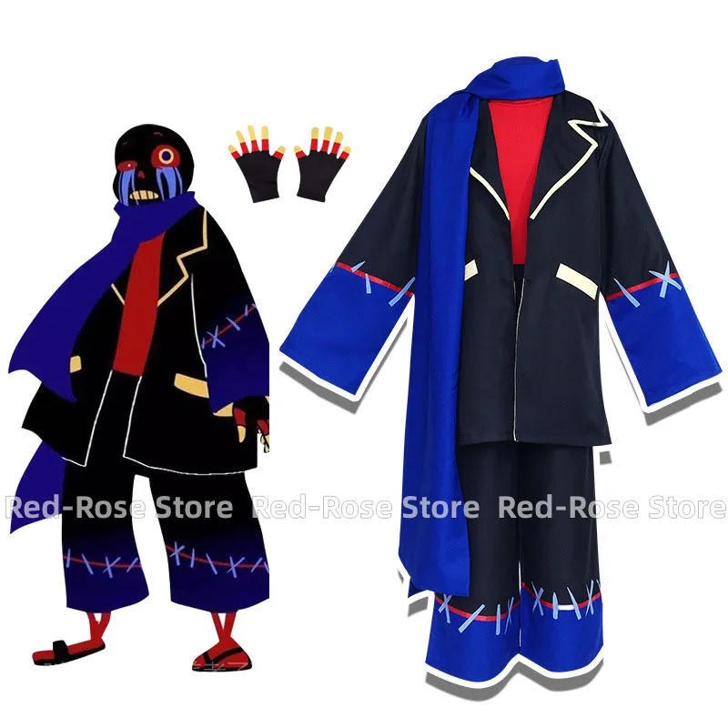 

Anime Error Sans Cosplay Costume Adult Men's Game Set with Scarf and Gloves Halloween Party Uniform Clothing