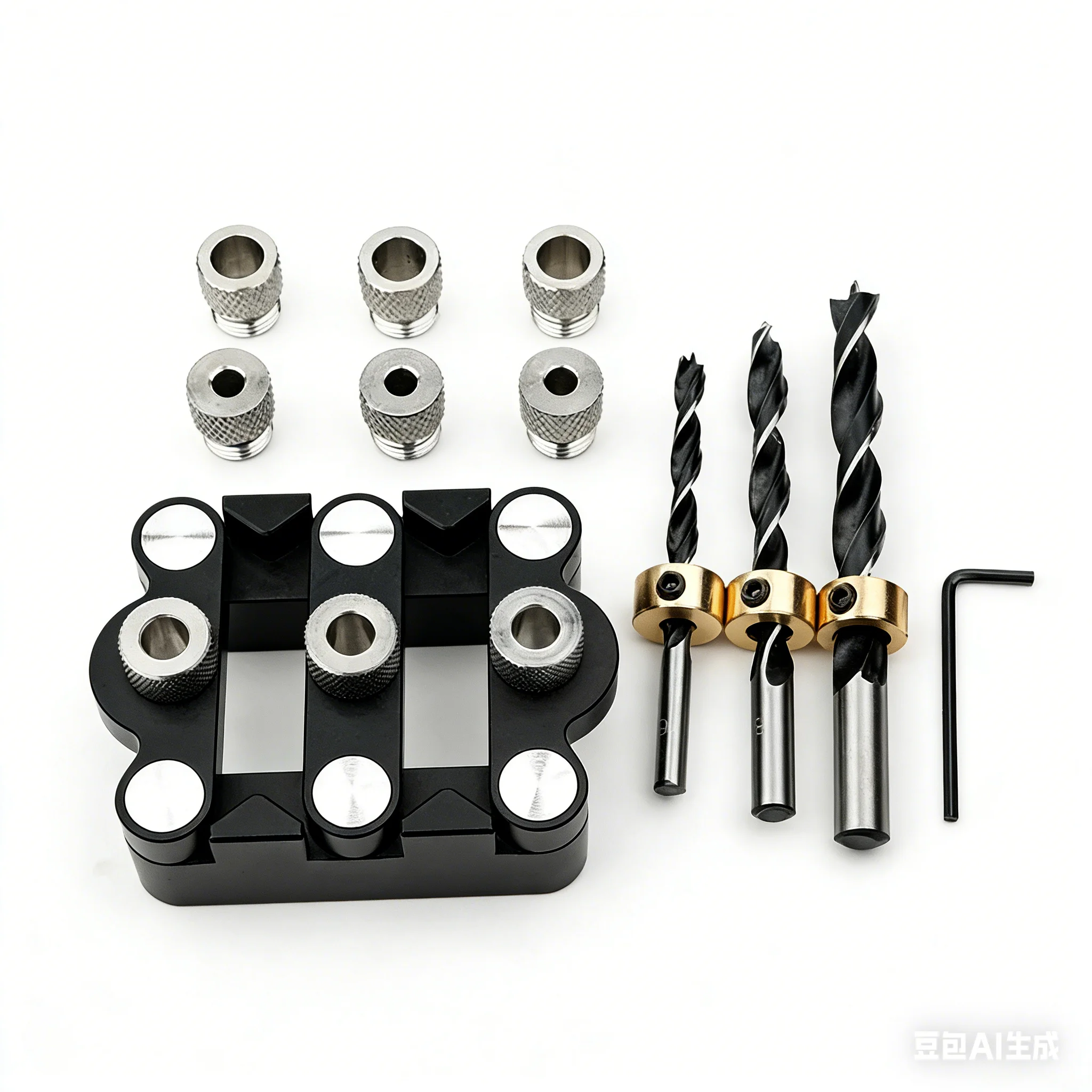 

7Pcs Self-Centering Dowel Jig Kit 6/8/10mm Woodworking Hole Drilling Guide With Drill Bits&Stop Collars For Furniture Panel Diy