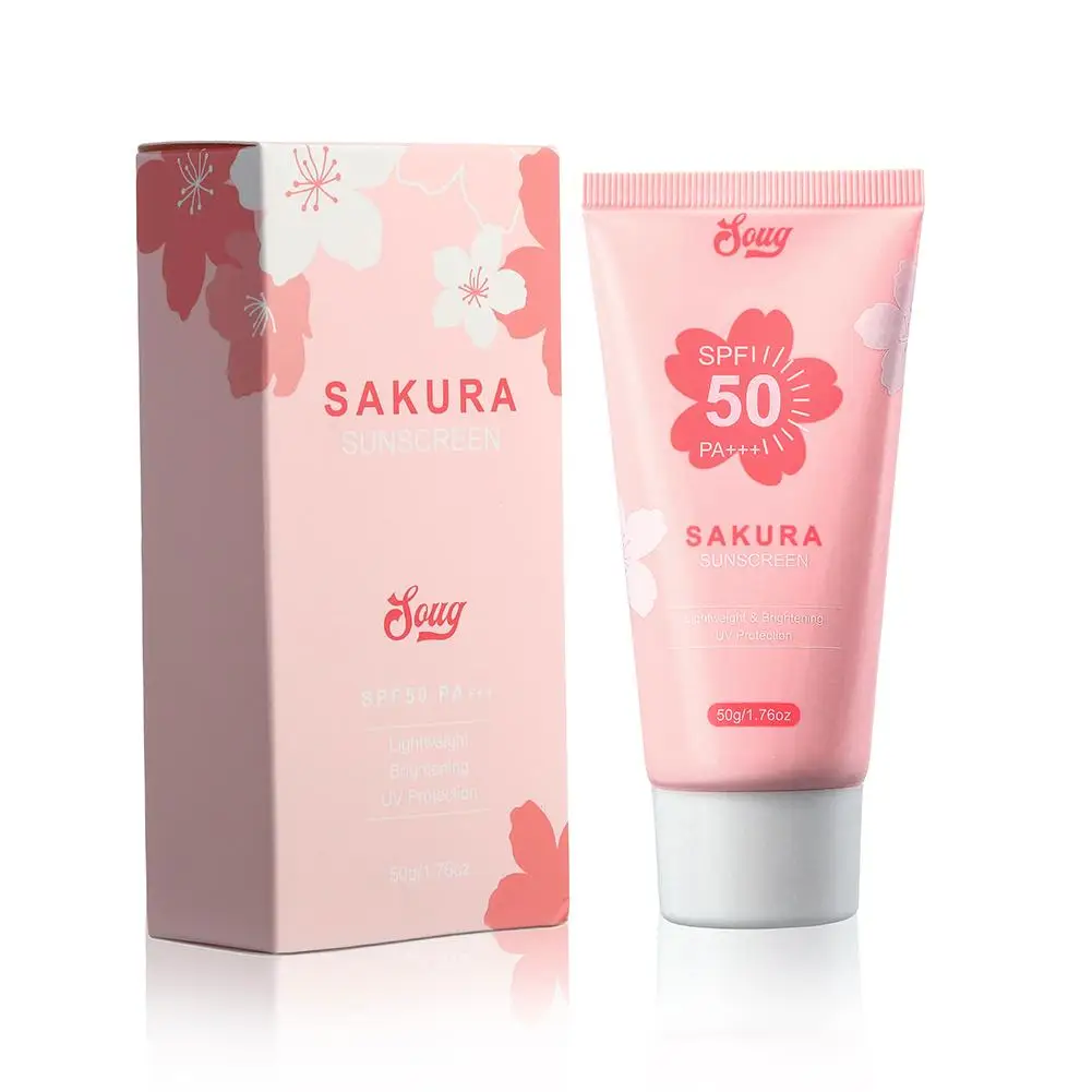 Sakura Sunscreen Cream Protector Facial Sun Block Spf50 Bleaching Facial Moisturizer Isolation Cream Brighten Gel Lotion Cr Q3A5 images - 6