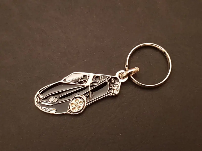 Keychain Alfa Romeo Spider 916, V6 Cup GTV (black) profile key ring