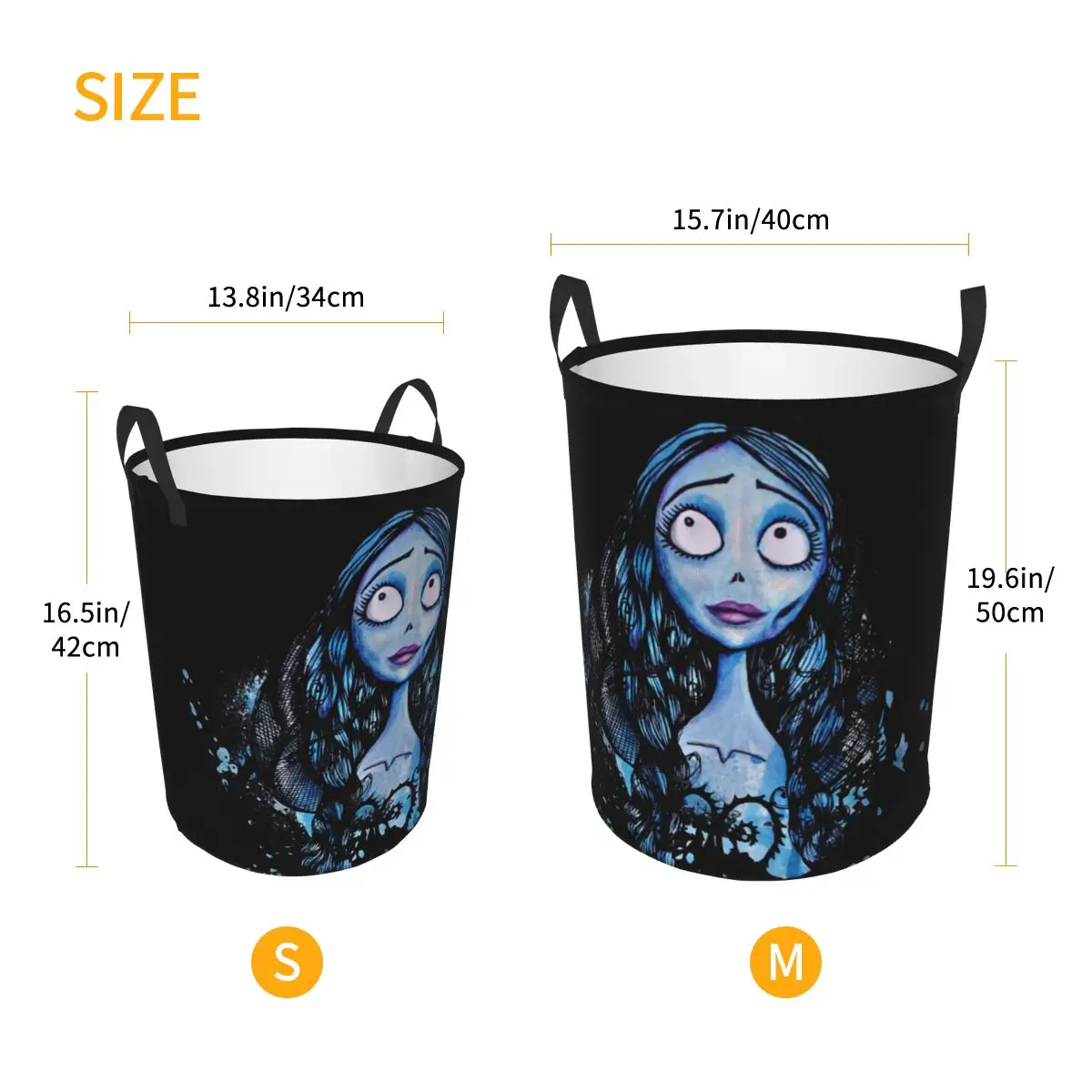 Halloween Corpse Bride Laundry Basket Collapsible Skeleton Emily Girl Tim Burton Clothing Hamper Toys Organizer Storage Bins