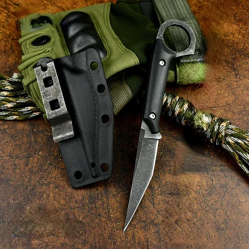 2024 new portable multi-purpose outdoor straight knife+K sheath, jungle survival EDC knife, self-defense, hunting, high hardness