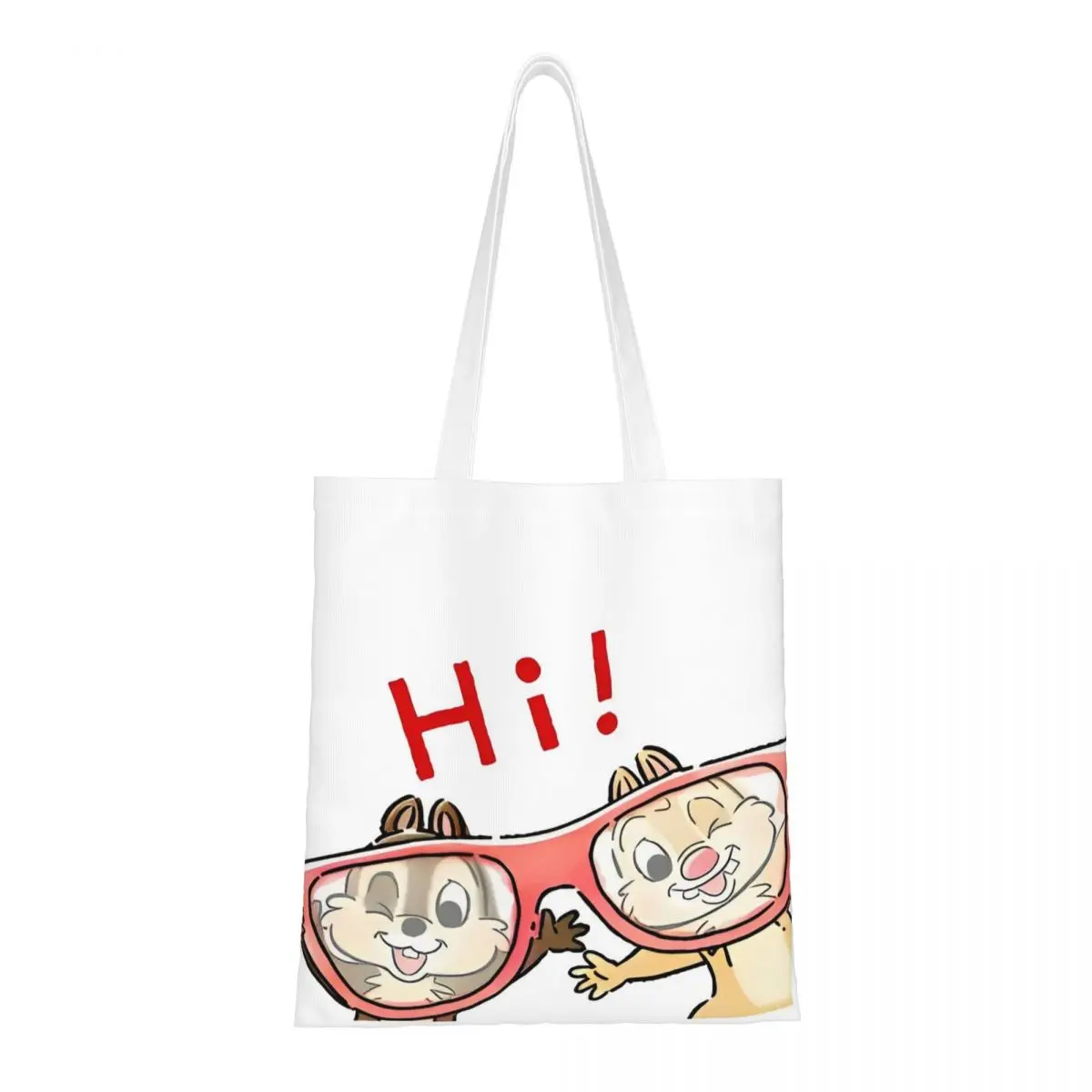 Chip 'n' Dale Hello Canvas Tote Bag Reusable Large Capacity Grocery Bag for Women Men