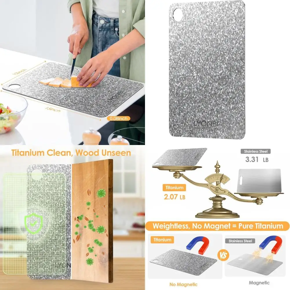 

Pure GR1 Titanium Double-Sided Cutting Board, 0.08 Thick, 15 x 10, Dishwasher Safe, Ideal for Meat, Fruits, and Vegetables