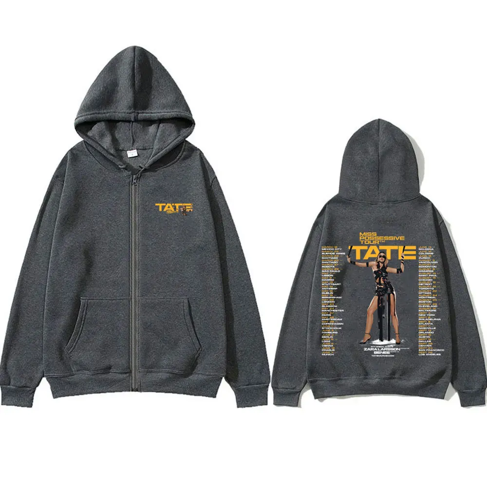 Tate Mcrae Album So Close To What Zipper Hoodie Miss Possessive World Tour 2025 Zip Up Jacket Men Fashion Pop Music Sweatshirt