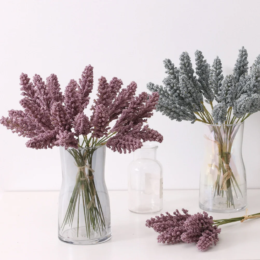 

2 Bunches Imitation Lavender Bouquet Realistic Plastic Flowers Wedding Banquet Party Photography Vase Decor Imitation Lavender
