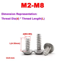 304 Stainless Steel Padded Round Head Plum Blossom Flat Tail Self Tapping Screw PWB Pan Head Anti-Theft Screw M2M2.6M3M4M5