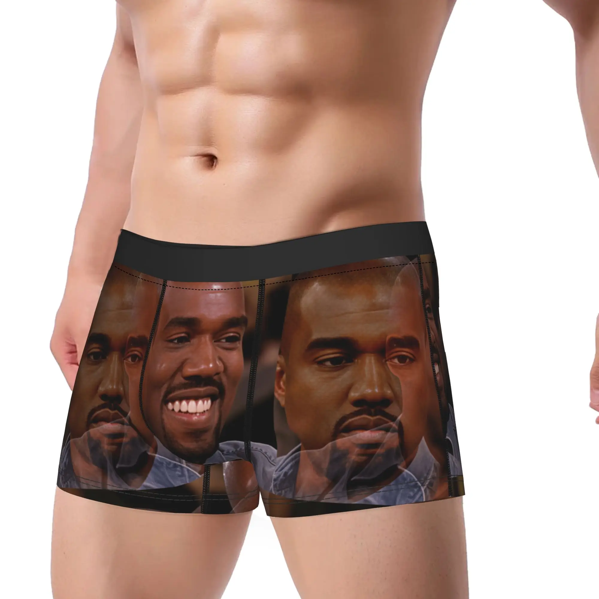 Kanye West Meme Underwear  Pattern Trunk High Quality Male Underpants Elastic Boxer Brief Gift Idea