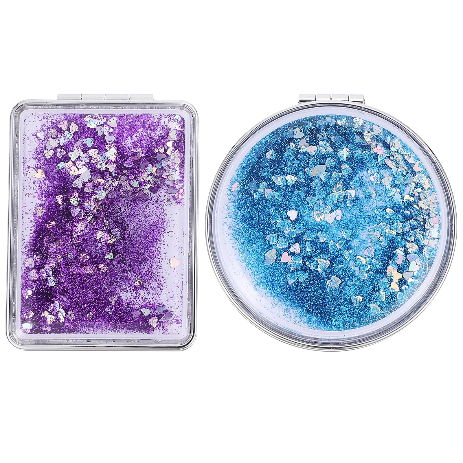 

2Pcs Foldable Makeup Mirror H held Double Sided Compact Mirror Portable Pocket Vanity Women Travel Business Trip