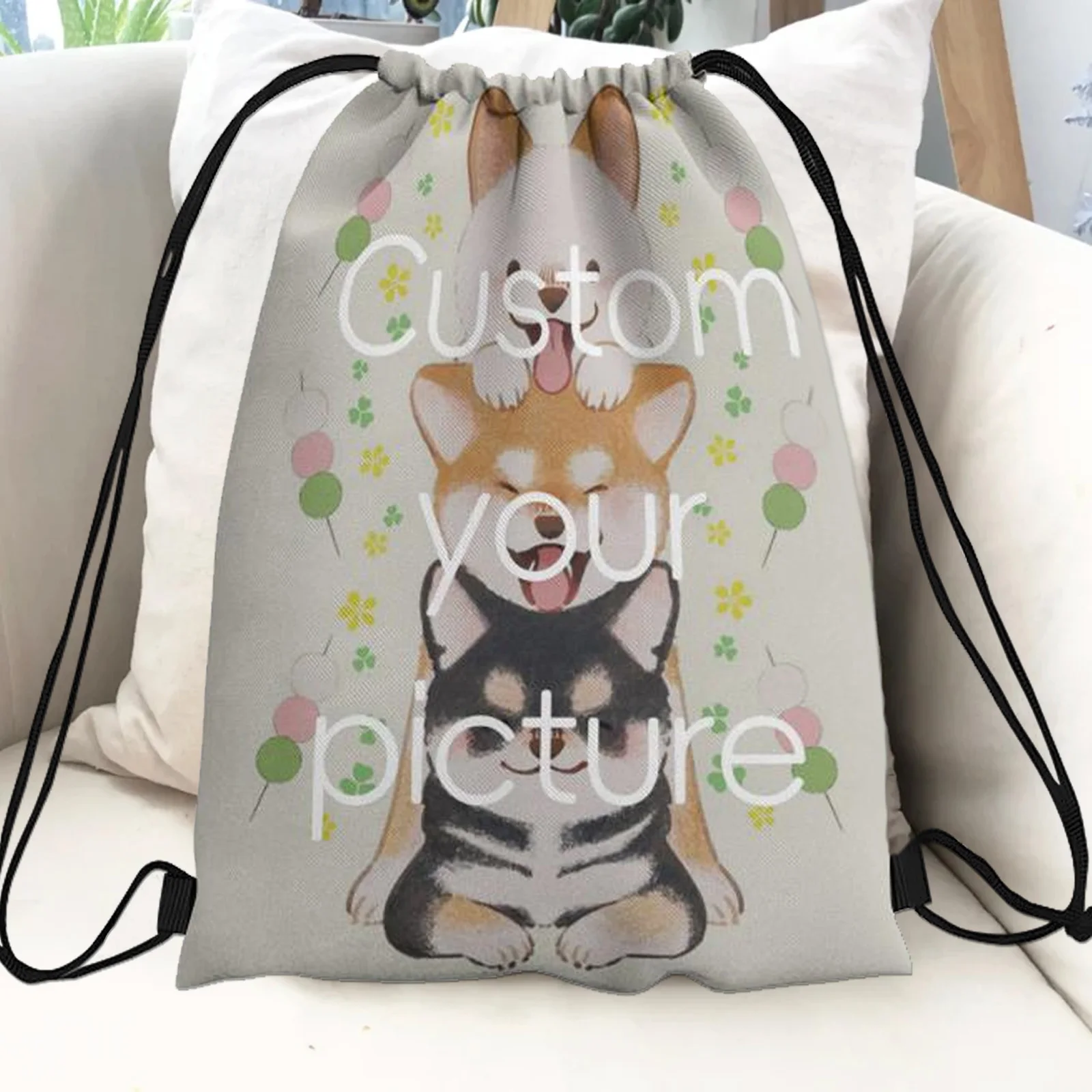 Personalized Drawstring Backpack Bag for Women Men Shopping Sackpack, Party Drawstring Backpack, Upload Your Photo Design