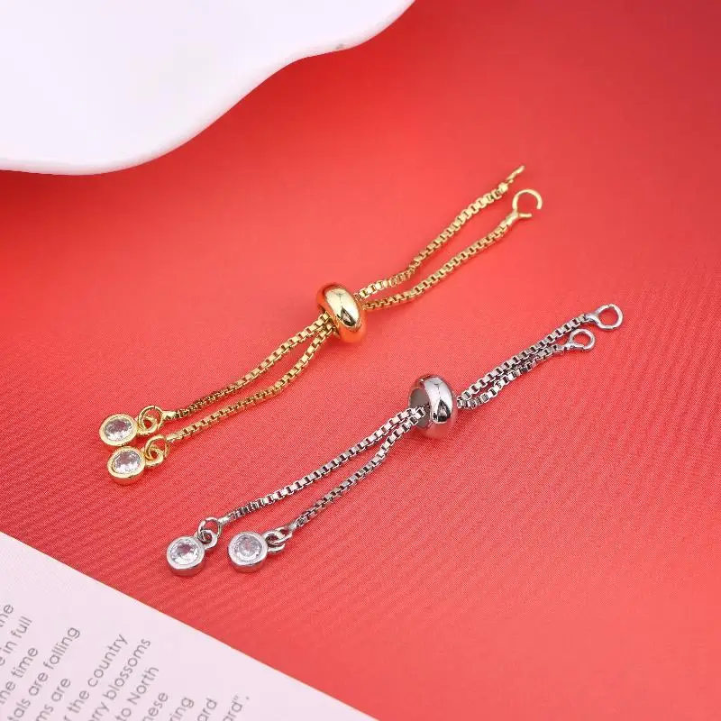 Chaîne à glissière réglable avec perles en caoutchouc, connecteurs DIY, pendentifs, bracelets, matériel de fabrication de bijoux