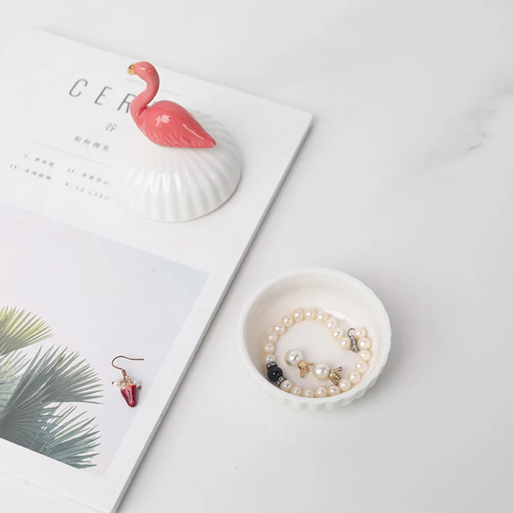 Ceramic Ring Storage Box Flamingo Jewelry Container Luxury Color Creative Jewelry Case for Proposal Engagement Wedding Birthday