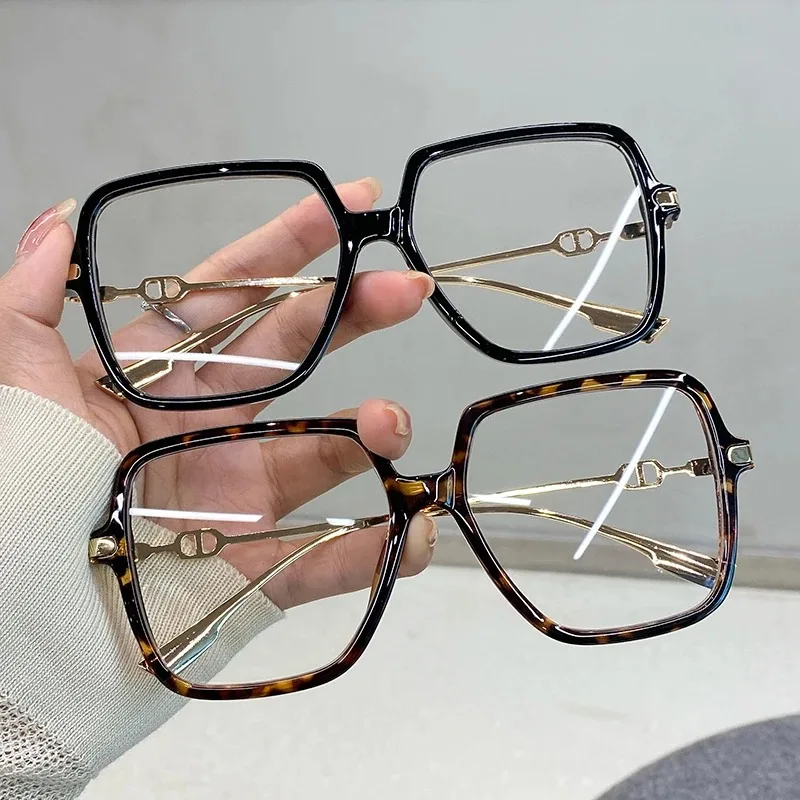 New Korean Style Frame Blue Light Blocking Oversize Decor Glasses Female Fashion Trendy Brand Design Stylish Eyewear