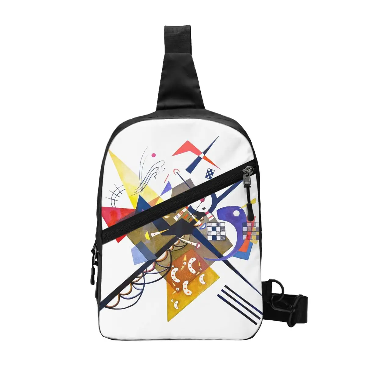 Vintage Wassily Kandinsky On White Sling Crossbody Chest Bag Men Fashion Abstract Pattern Shoulder Backpack for Traveling