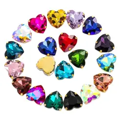 Glitter Big Heart Strass Rhinestone Flat Back Nails Art Glue On Beads Jewelry Making Sewing On Claw Clothes Diamond Accessories