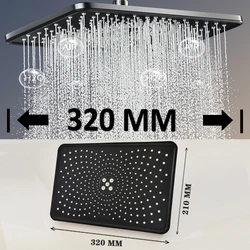 Cabezal de ducha montado en techo de gran flujo de alta presión, 4 modos, Panel grande, lluvia, supercarga, accesorios de baño