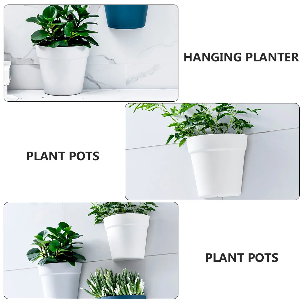 

2Pcs Hanging Flowerpots Durable Plastic Material Wall Mounted Easy to Hang Home Decoration Balcony Coffee Shop