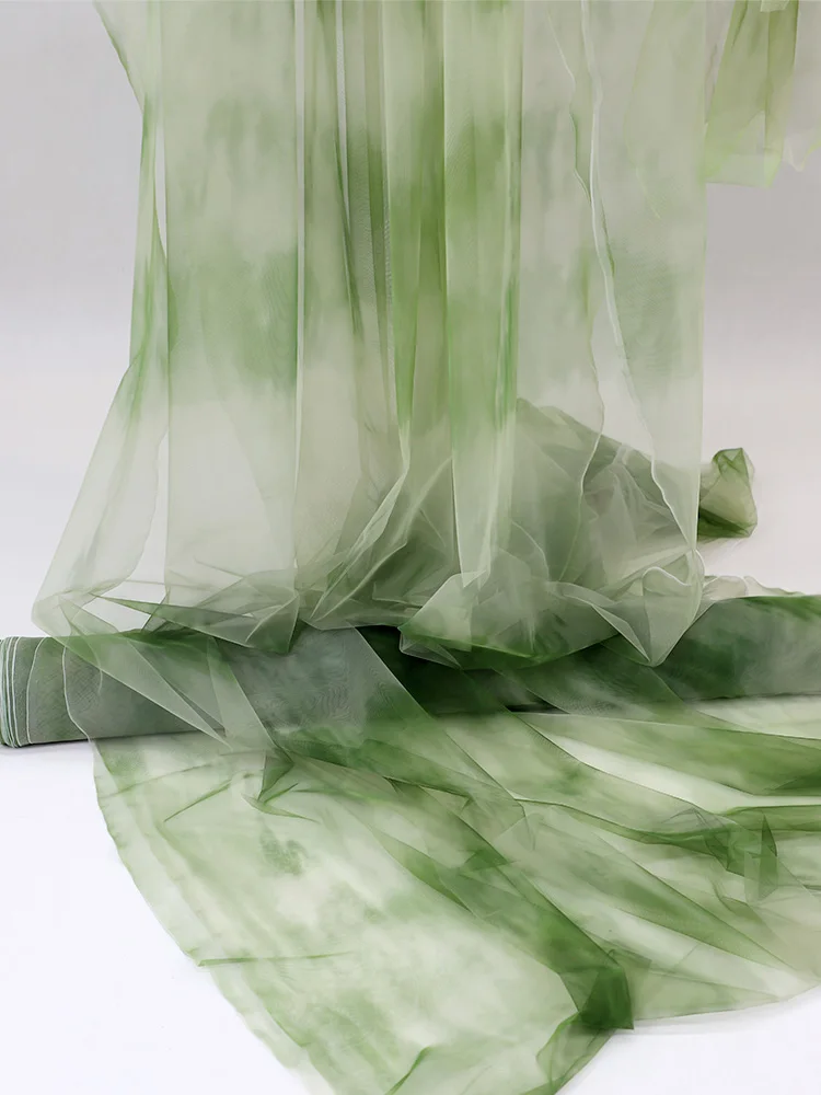 

Green Gauze Curtain Fabric Wedding Background Decoration Gauze Fabric By The Meter