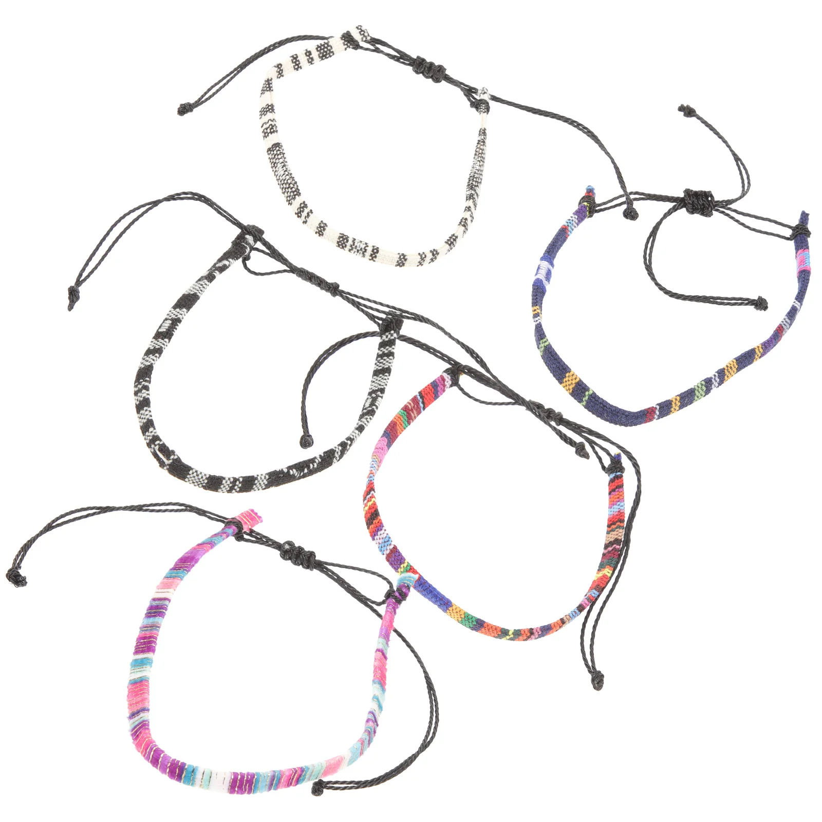 

5Pcs Beach Bracelets H made Bohemian Style Non Fading Cloth Materials Comfortable Summer Braided Anklets for Men Women