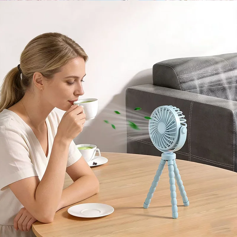 Tragbarer, flexibler Stativventilator, USB-wiederaufladbarer Mini-Oktopus-Ventilator, extrem leise, für Kinderwagen, Autositz, Reisen, tragbarer Ventilator mit 3 Geschwindigkeitsstufen – Detail 24
