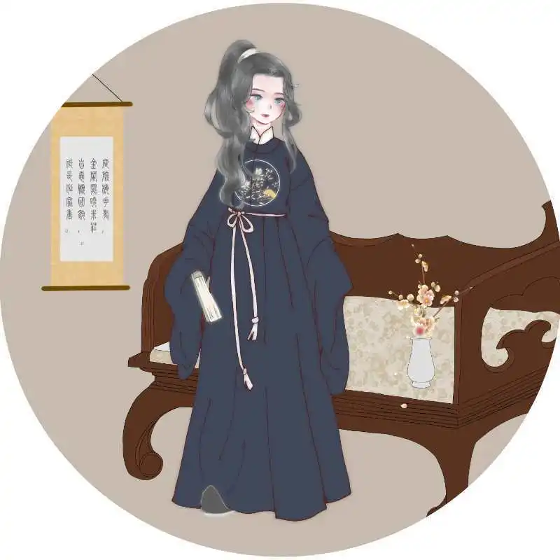 

Hanfu Long Robe Ming Dynasty Ancient Chinese Costume Wide-Sleeved Round Neck Gown Traditional Chinese Style Men And Women Daily