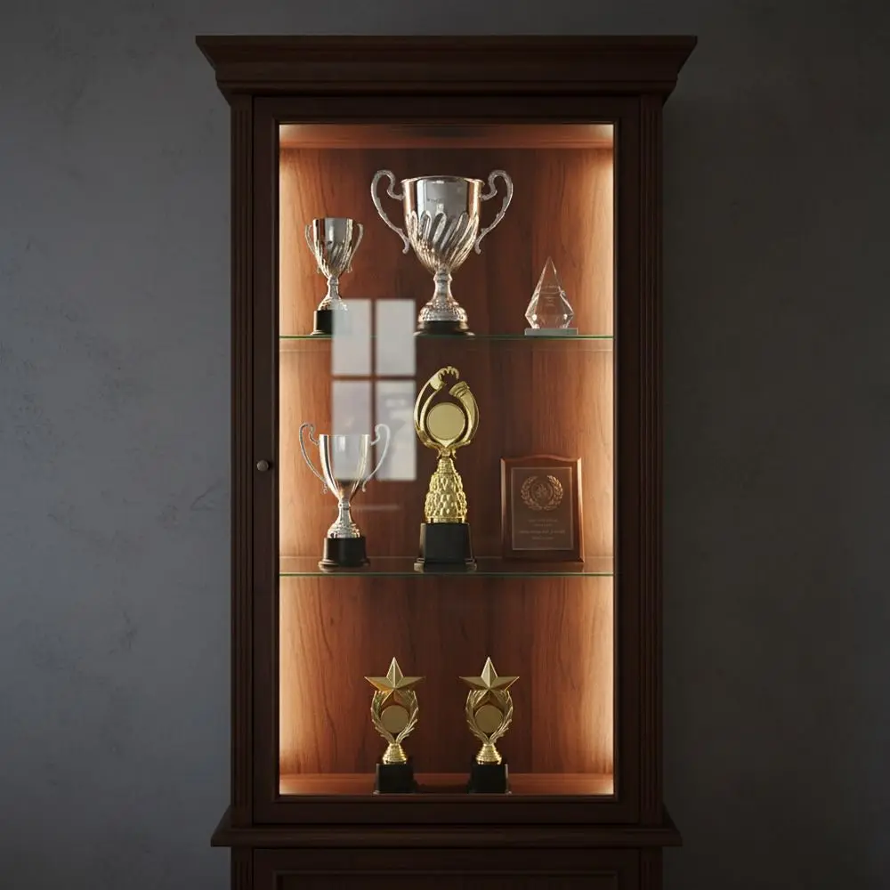 

21/24/27/29 CM Trophy Cup Plastic Material Custom-Made Competition Trophy Creative Design Black Base Trophy Decoration