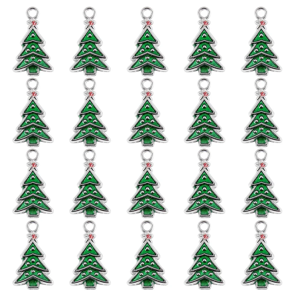 

20Pcs Christmas Tree Pendants Diy Charm Pendant Set For Scrapbooking Keyring Cellphone Decorative Accessories