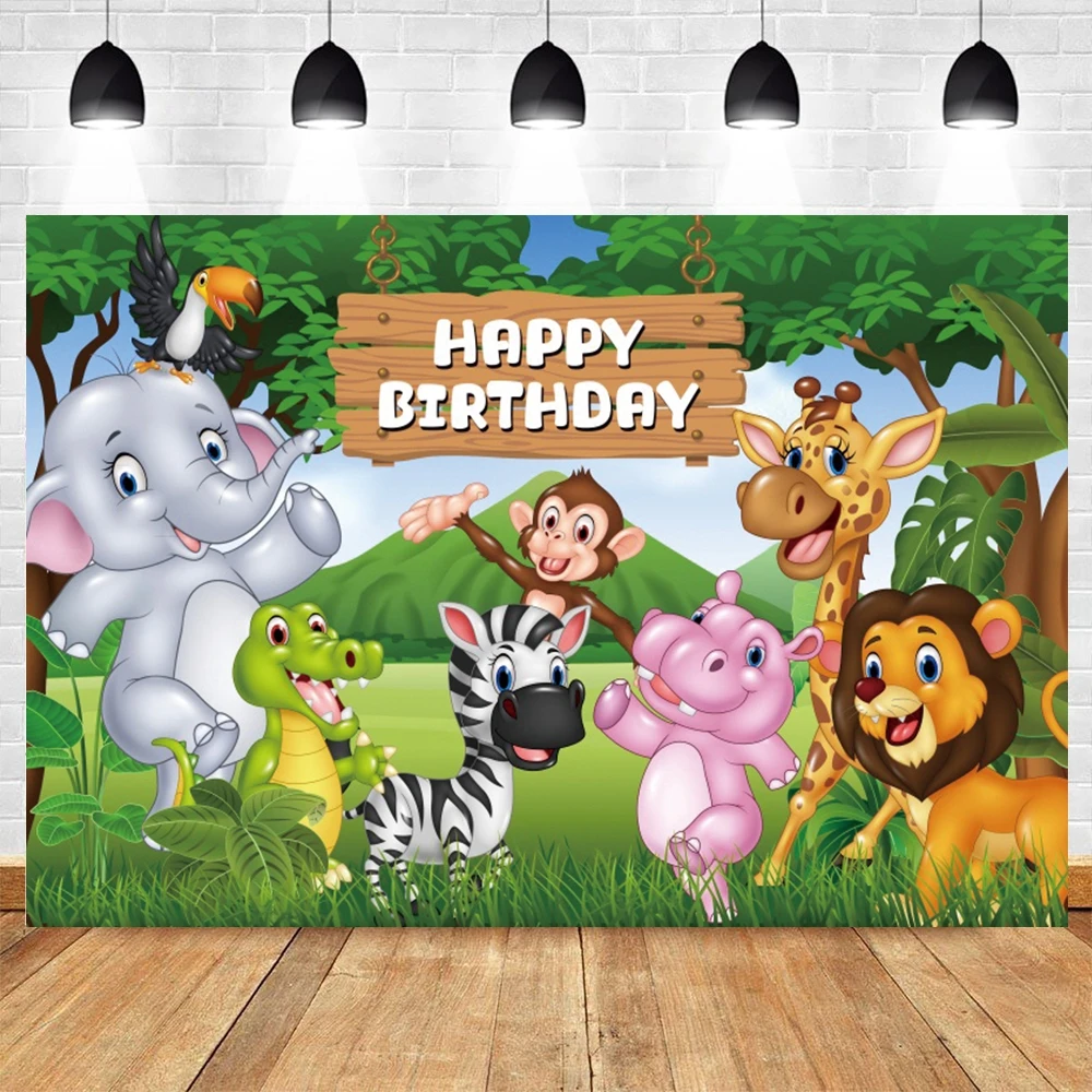 Tropical Jungle Safari Backdrop Wild One Animals Newborn Baby Shower Birthday Party Photography Background Decor Photo Studio