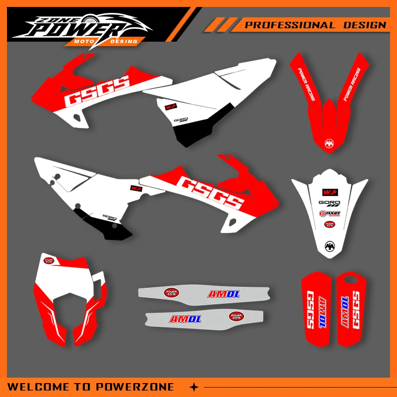 

POWERZONE Motocross Team Graphics Background Sticker Decal Kits For GASGAS 2020 2019 2018 EC 200 250 300 Customized Number 01