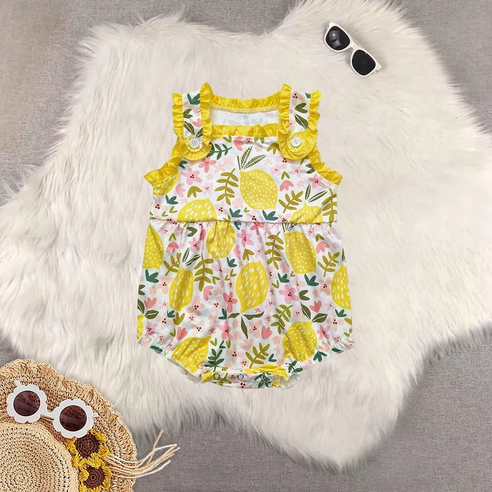 

8.20 Летние комбинезоны с лимонными пуговицами для маленьких девочек