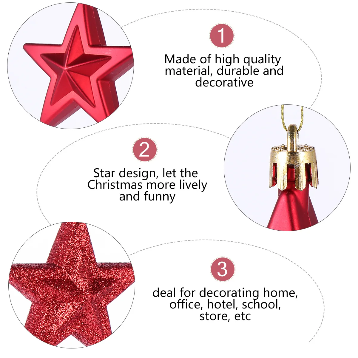 

18Pcs Ecofriendly Star Decor Christmas Tree Hangings Festive Cheer for Home Office Hotel Christmas Tree Ornament