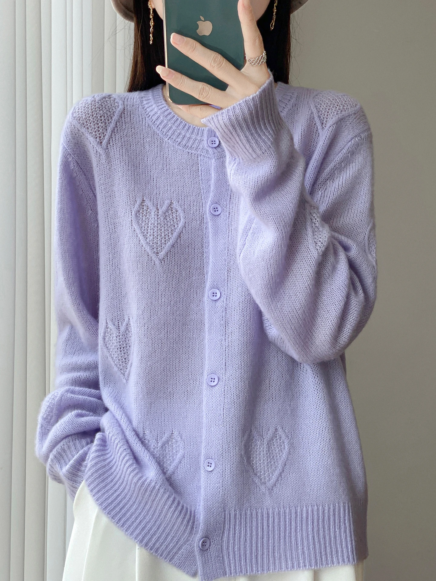 

High Quality Autumn Winter Woman Sweater Elegant Merino Wool Knitwear Female Cardigan Lady Hollow Out Long Sleeve Clothes Tops