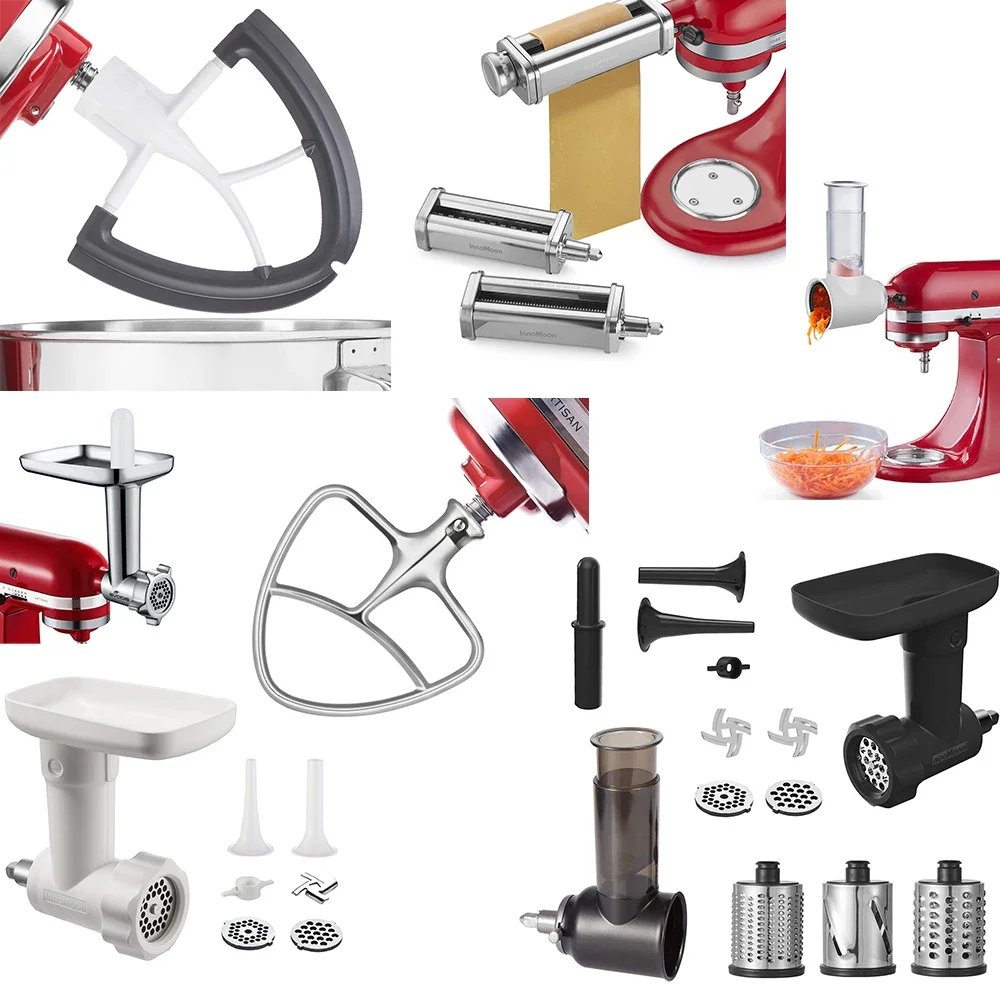 

Kitchenaid 4.5qt 5qt 6qt 7qt Stand Mixer Metal Food Grinder Attachment Slicer And Shredder Meat Sausage Stuffer Tubes Chef parts