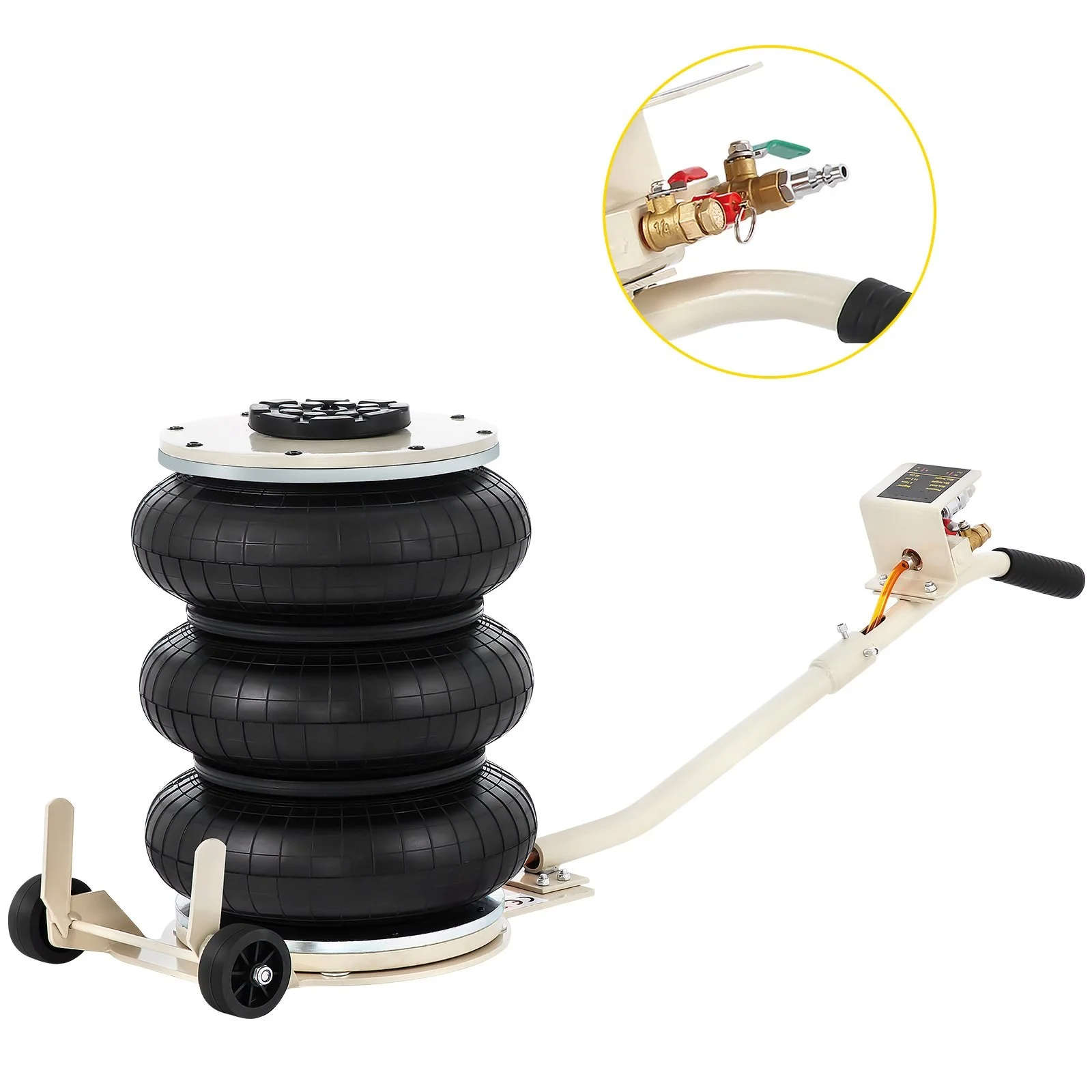 

Pneumatic Jack, 5 Ton/11023 lbs Triple Bag Air Jack Lifting Height Inflatable Car Jack with Long Handle for Garage Car Lifting