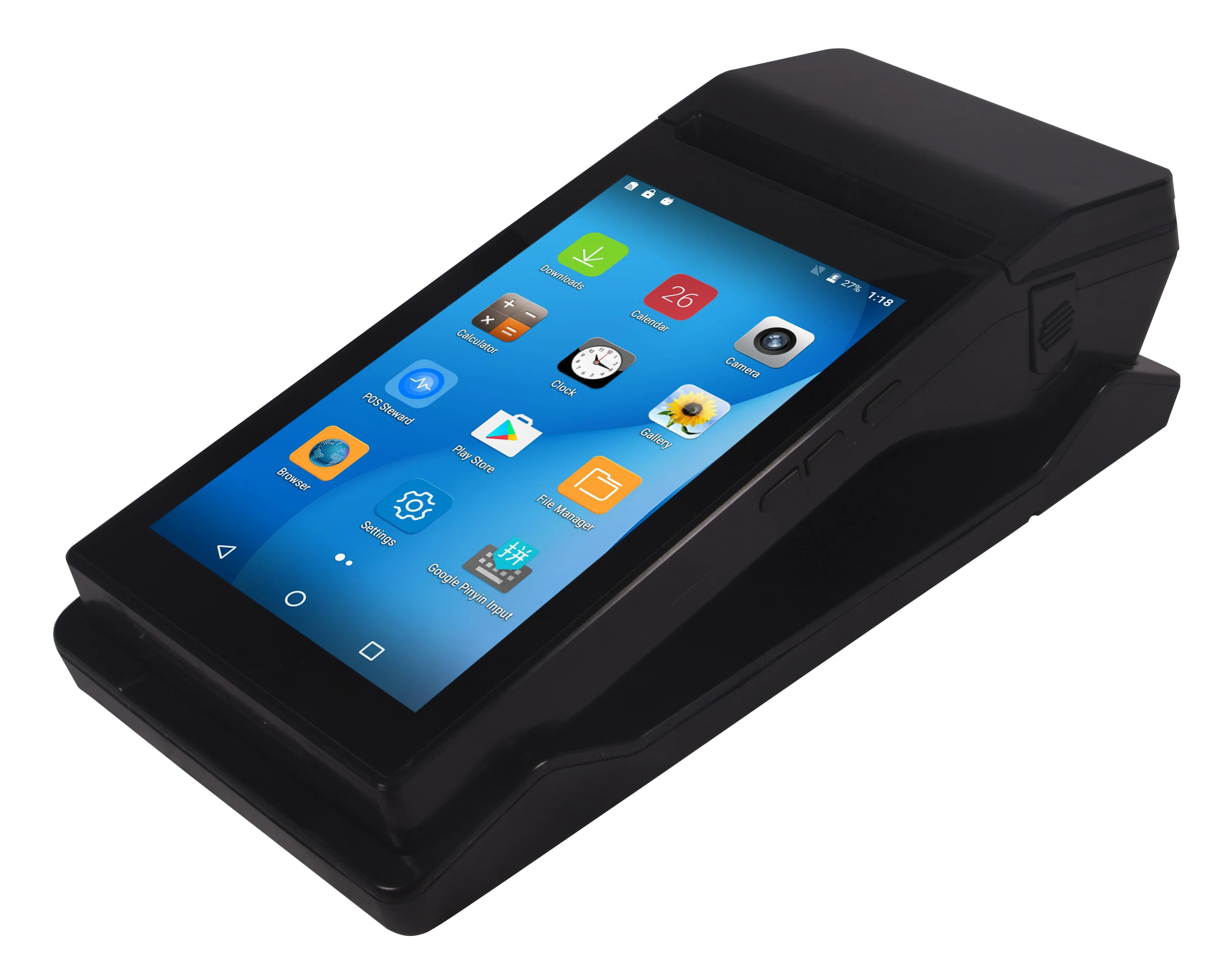 Good Designed 7 inch Handheld Android POS System with 80mm Built-in Thermal and Label Printer for waiters